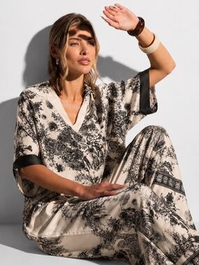 JAKI London Silk Blend Toile Two Piece Set S/M Made in Italy Rare